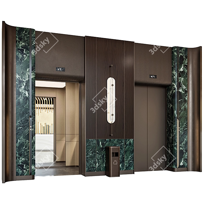 Modern Elevator Lobby Design Assets 3D model image 1