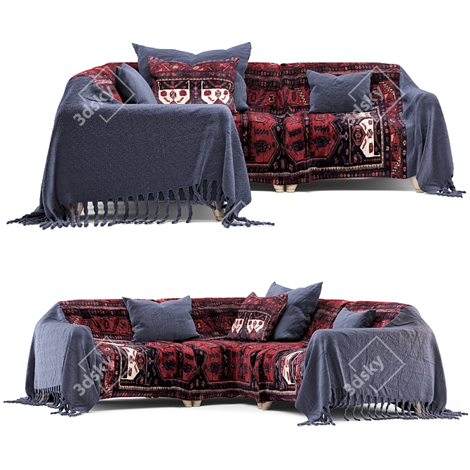 Boho Style Sofa Set 2417 3D model image 1