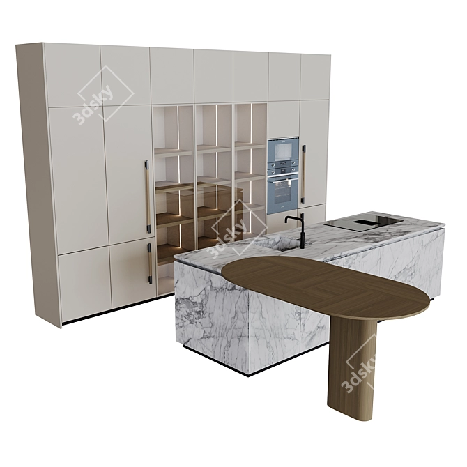 Elegant Molteni Kitchen Set 3D model image 2