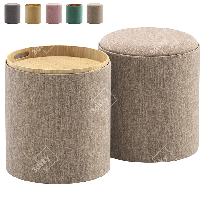 Hygge S Pouf Table with Beige Color Storage 3D model image 1