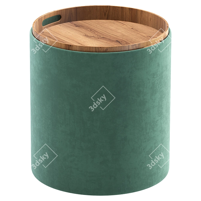 Hygge S Pouf Table with Beige Color Storage 3D model image 3