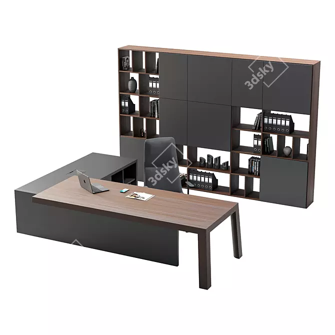 Sleek Modern Office Furniture Set 3D model image 2