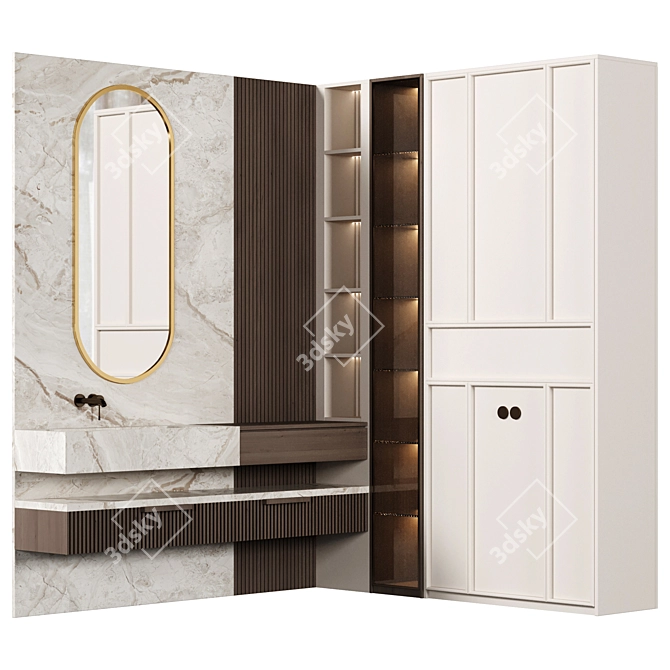 Modern Bathroom Furniture Set 3D model image 1