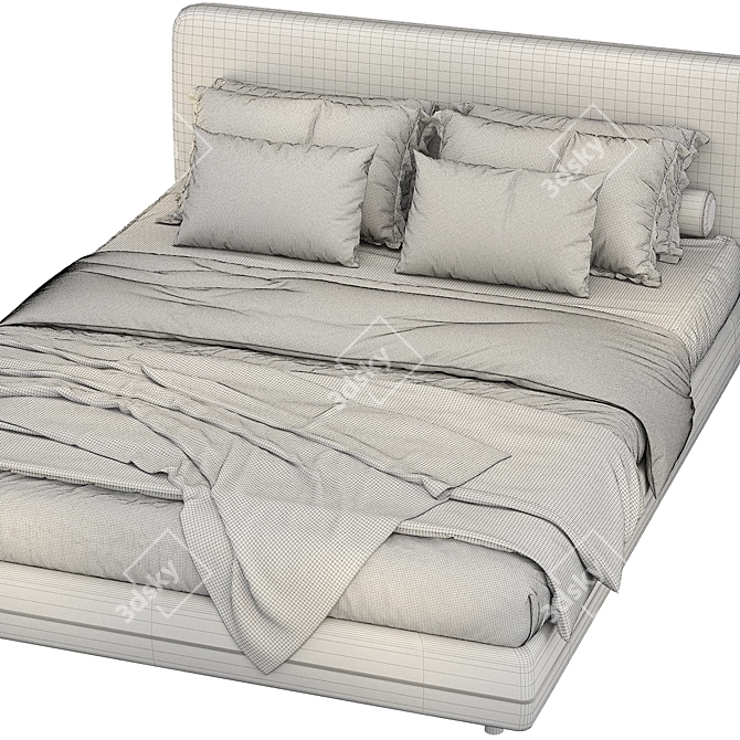 Sleek Modern Bed Design 3D model image 4