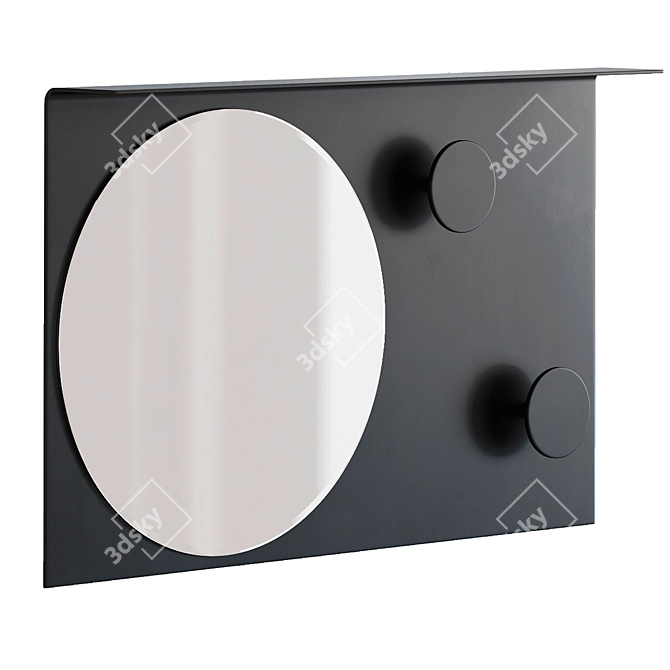 Modern Rectangular Black Mirror Hooks 3D model image 2