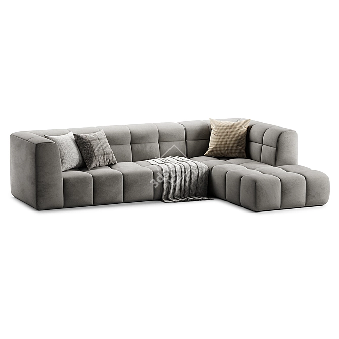 Minimalist L-Shaped Sectional Sofa 3D model image 2