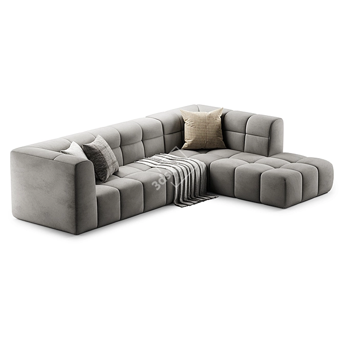 Minimalist L-Shaped Sectional Sofa 3D model image 5