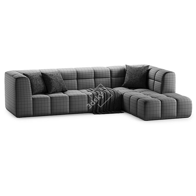 Minimalist L-Shaped Sectional Sofa 3D model image 6