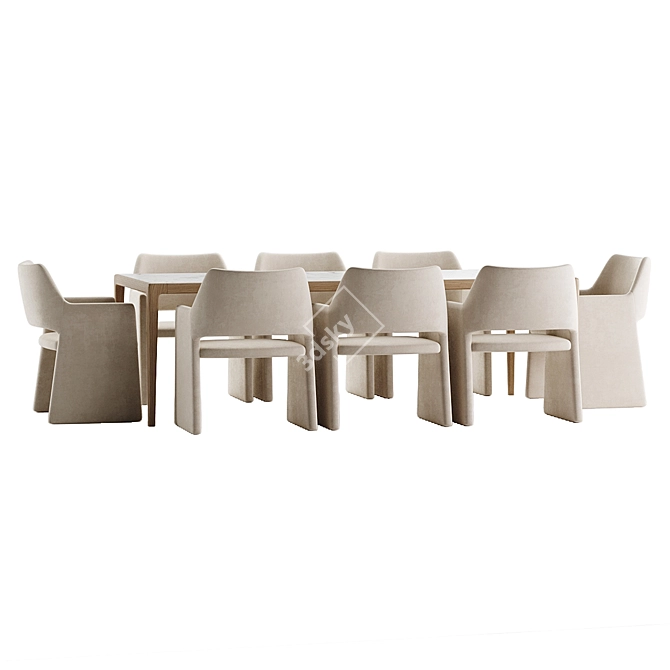 Sleek Modern Dining Set 3D model image 4