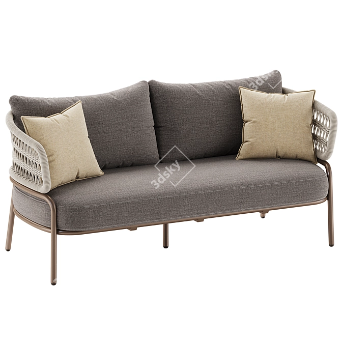 Hand-Woven Synthetic Rope Sofa 3D model image 2