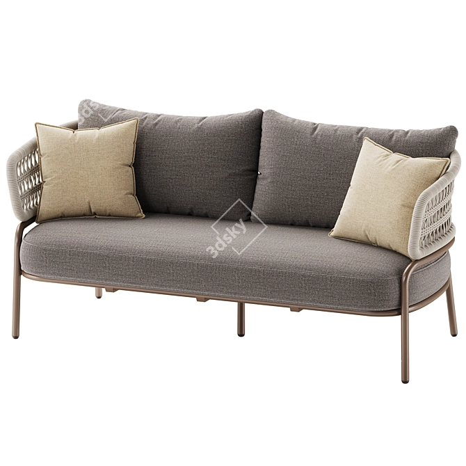 Hand-Woven Synthetic Rope Sofa 3D model image 3