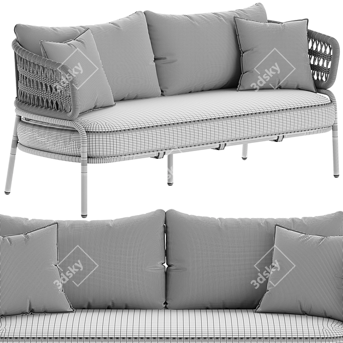 Hand-Woven Synthetic Rope Sofa 3D model image 7