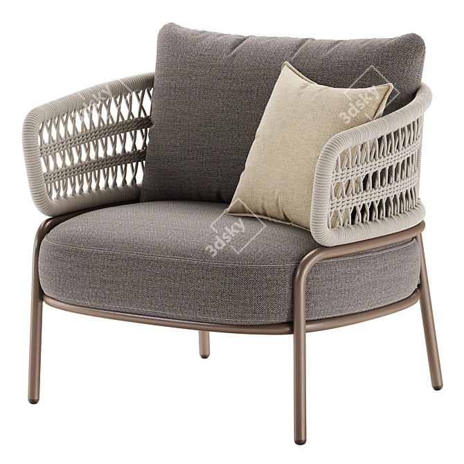 Hand-Woven Bled Outdoor Chair 3D model image 2