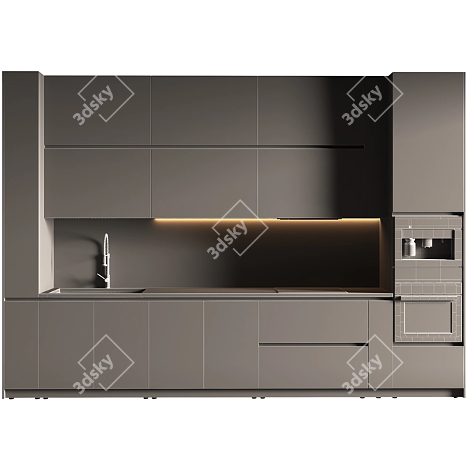 Standard Size Workable Kitchen Model 3D model image 2