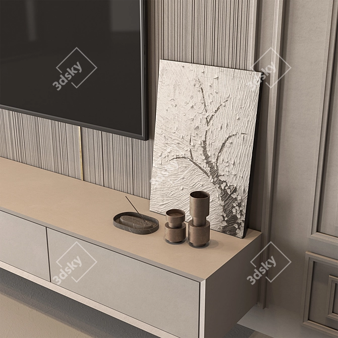 Wall Plaster Set for TVs 3D model image 2