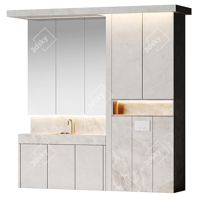 Modern Stone Sink Bathroom Set 3D model image 4