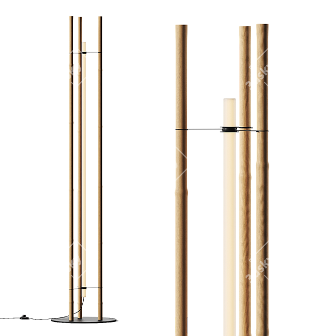 Borosilicate Glass Bamboo LED Floor Lamp 3D model image 1