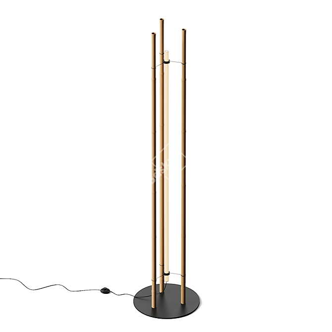 Borosilicate Glass Bamboo LED Floor Lamp 3D model image 2