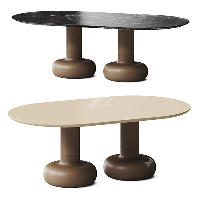  Italian Design Dining Table Set 3D model image 1