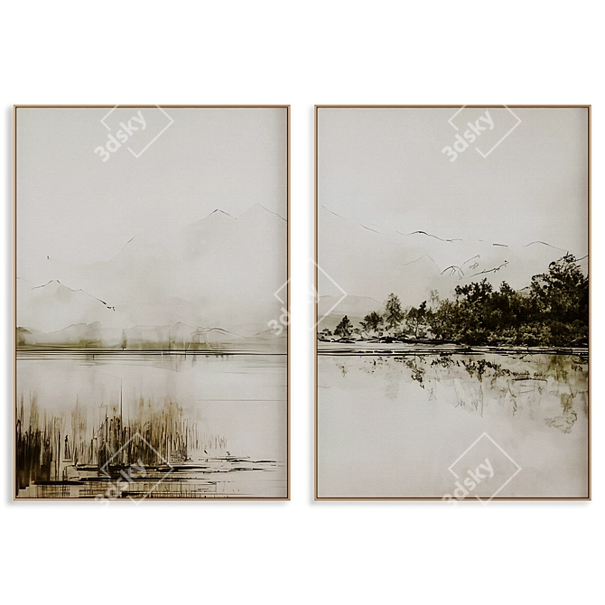 Modern Abstract Painting Frame Set 3D model image 1