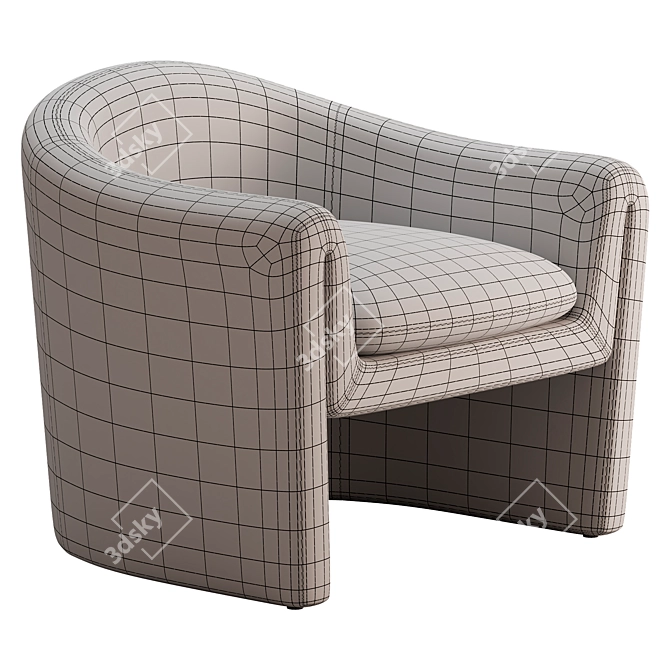 Elegant Willow Jacquard Accent Chair 3D model image 7