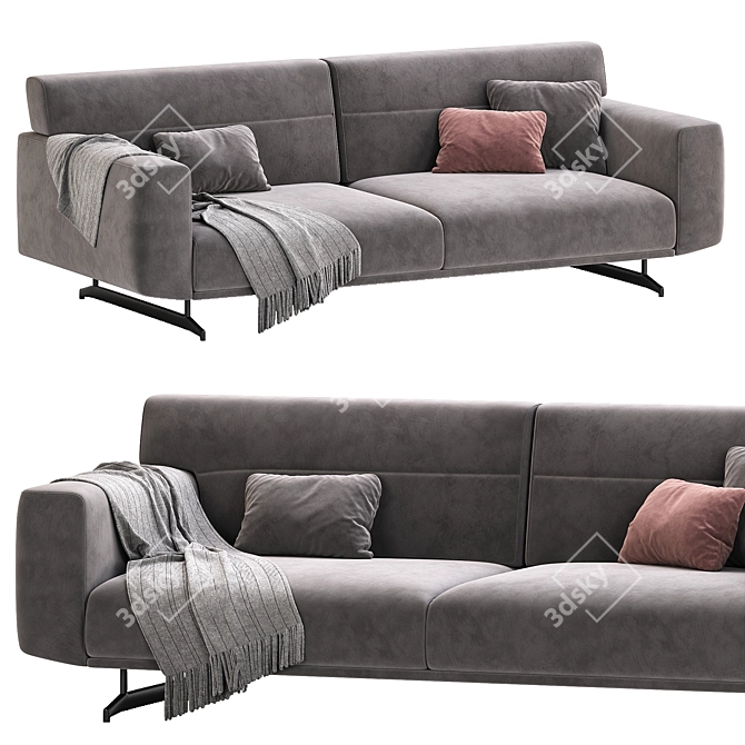 Raven Gray Sofa Mechanism 3-Seater 3D model image 1