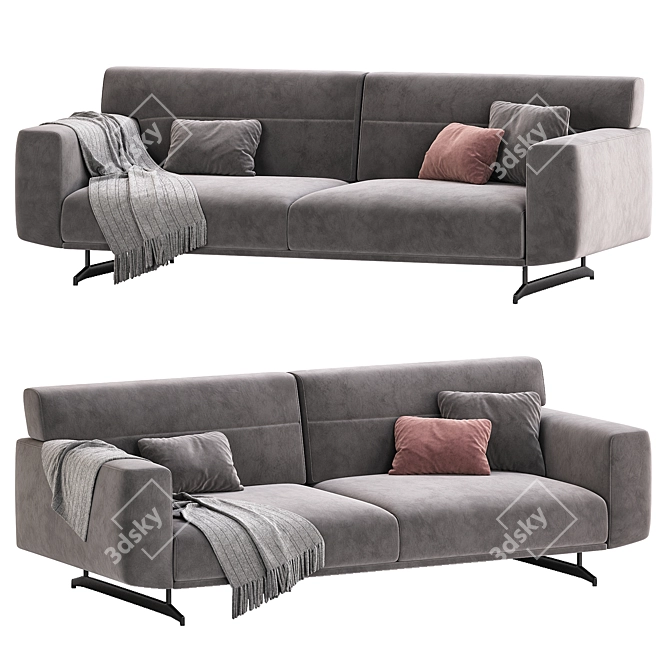 Raven Gray Sofa Mechanism 3-Seater 3D model image 3