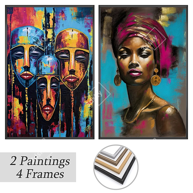 Art Set with Multiple Frames 3D model image 1