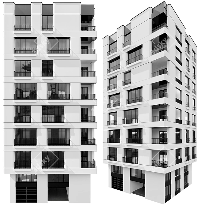 Multi-floor Building Model Kit 3D model image 7