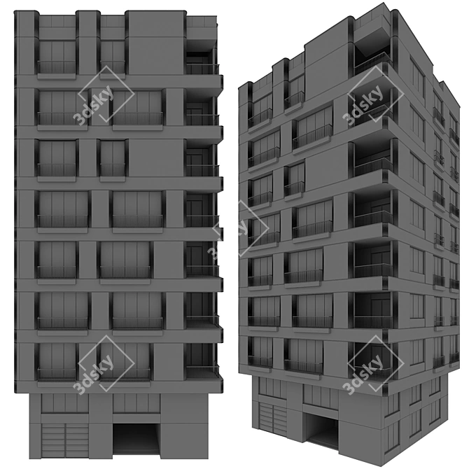 Multi-floor Building Model Kit 3D model image 12