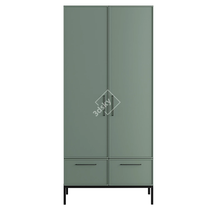 Berber Two-Door Wardrobe with Drawers 3D model image 4