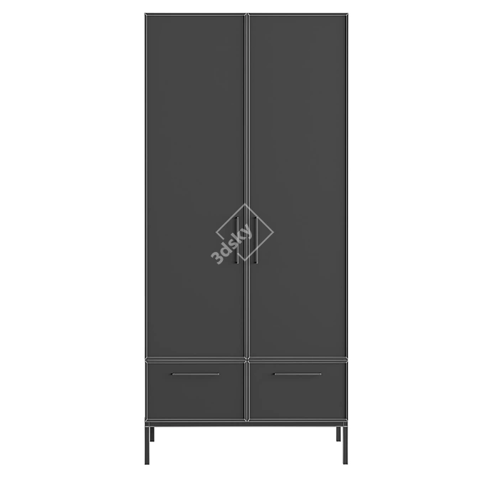 Berber Two-Door Wardrobe with Drawers 3D model image 5