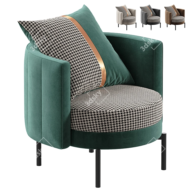 Nordic Velvet Armchair Model 3Ds 3D model image 1