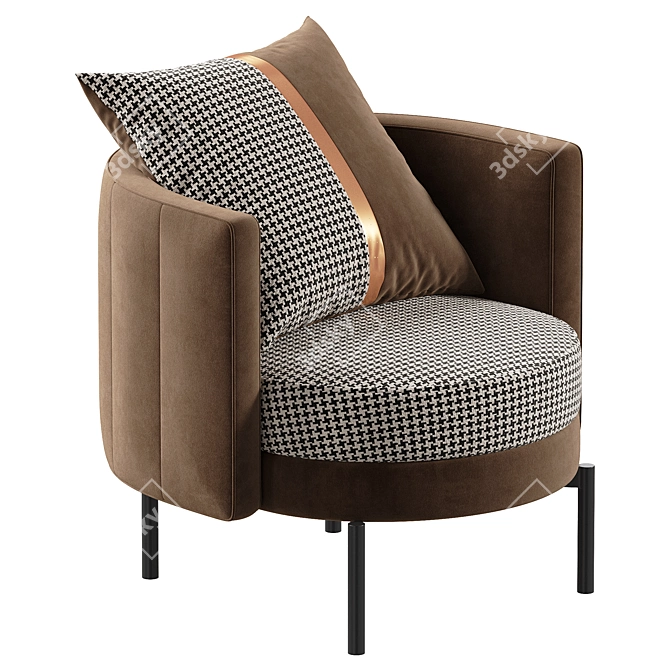 Nordic Velvet Armchair Model 3Ds 3D model image 3