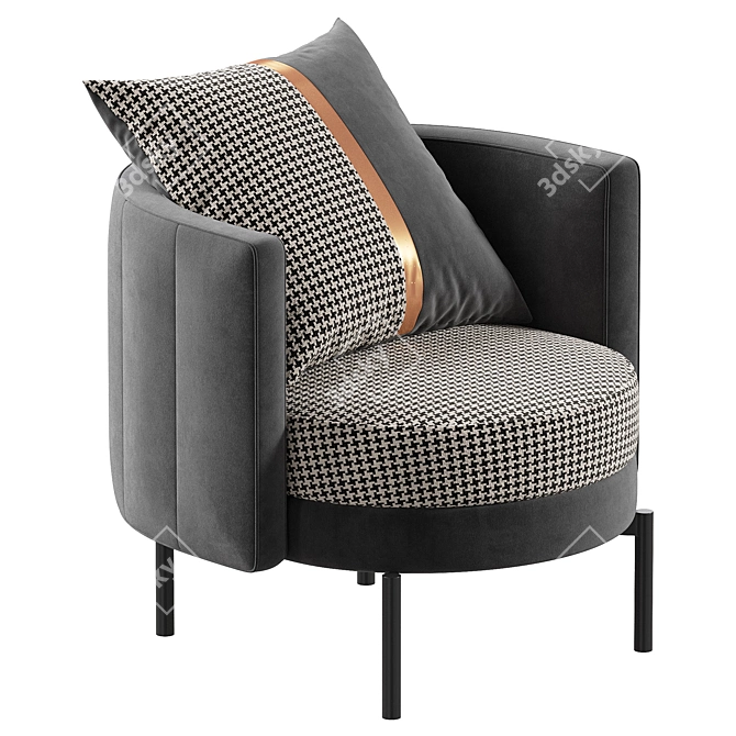 Nordic Velvet Armchair Model 3Ds 3D model image 4