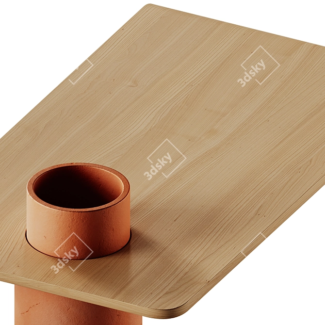 Modern Wooden Top Coffee Table 3D model image 5