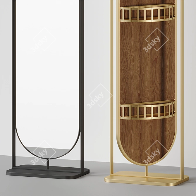 Modern Rotating Floor Mirror Shelves 3D model image 4