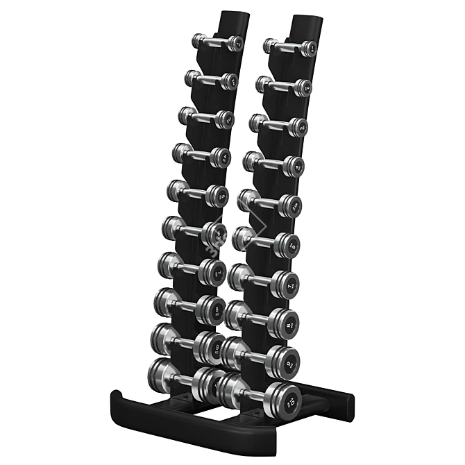 Harden Chrome Dumbbells Storage Solution 3D model image 1