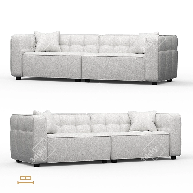 Modern Comfort Cube Sofa Bed 3D model image 2