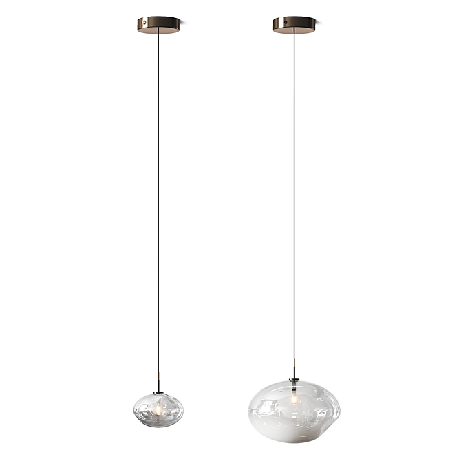 Modern Blown Glass Pendant Lamp 3D model image 2