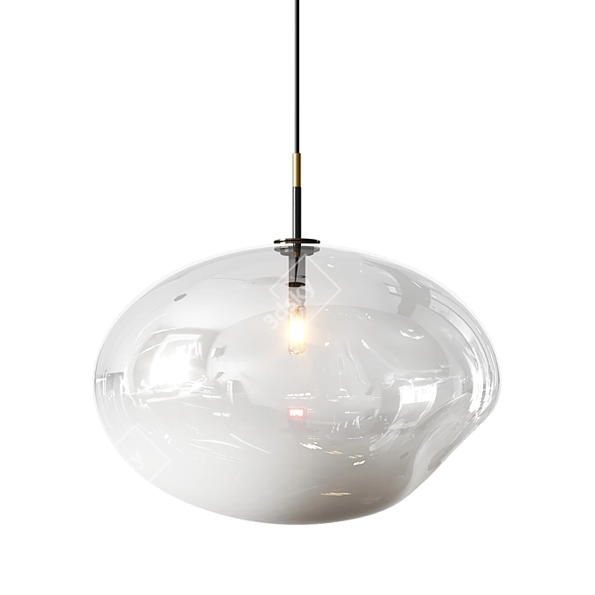 Modern Blown Glass Pendant Lamp 3D model image 3