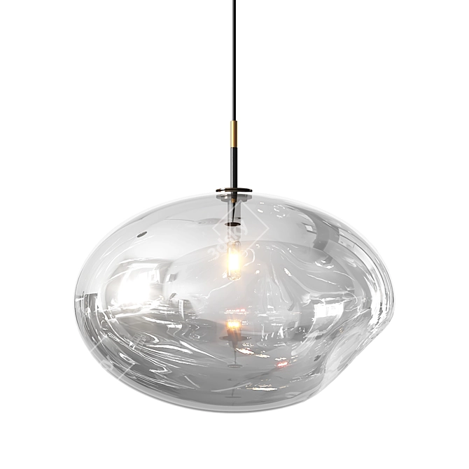 Modern Blown Glass Pendant Lamp 3D model image 4