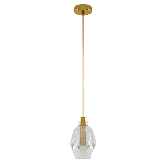 Gold Chrome Crystal Pendant Light 3D model image 1