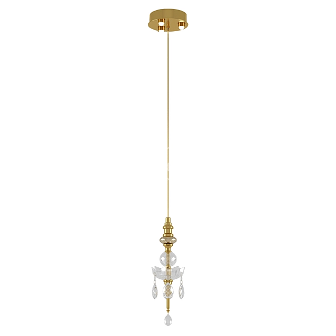 Gold Crystal Pendant Light Fixture 3D model image 1