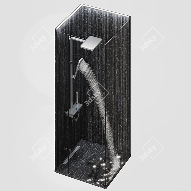 Modern Corner Shower Enclosure 3D model image 3