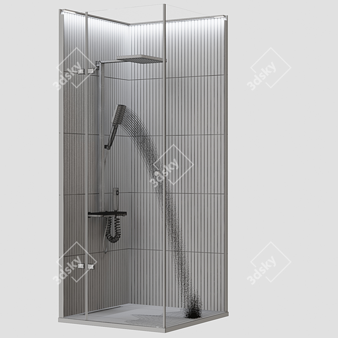 Modern Corner Shower Enclosure 3D model image 4