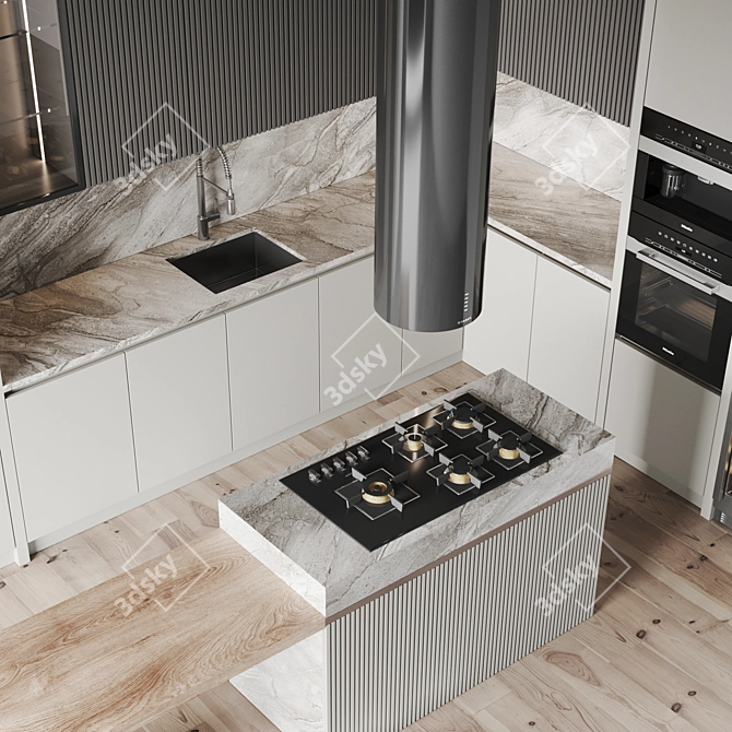 Modern Kitchen Set with Appliances 3D model image 4