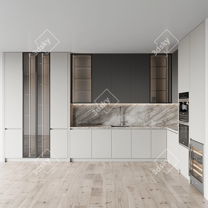 Modern Kitchen Set with Appliances 3D model image 5