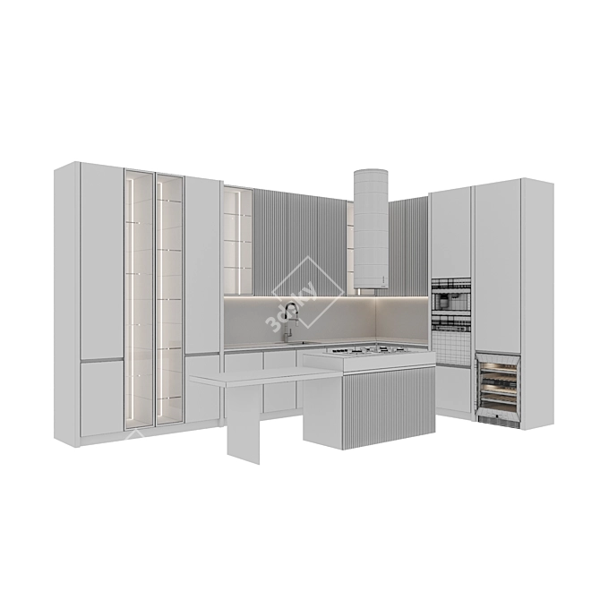 Modern Kitchen Set with Appliances 3D model image 7