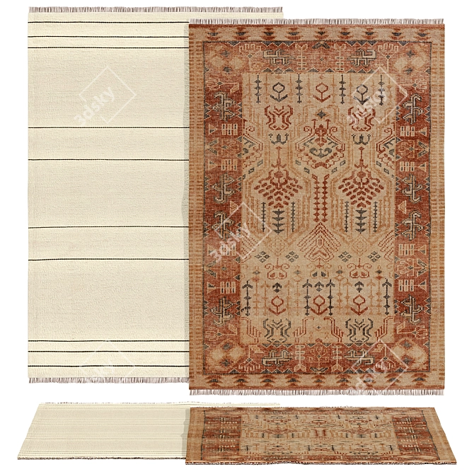 CB2 Handwoven Wool Rug Set 3D model image 1